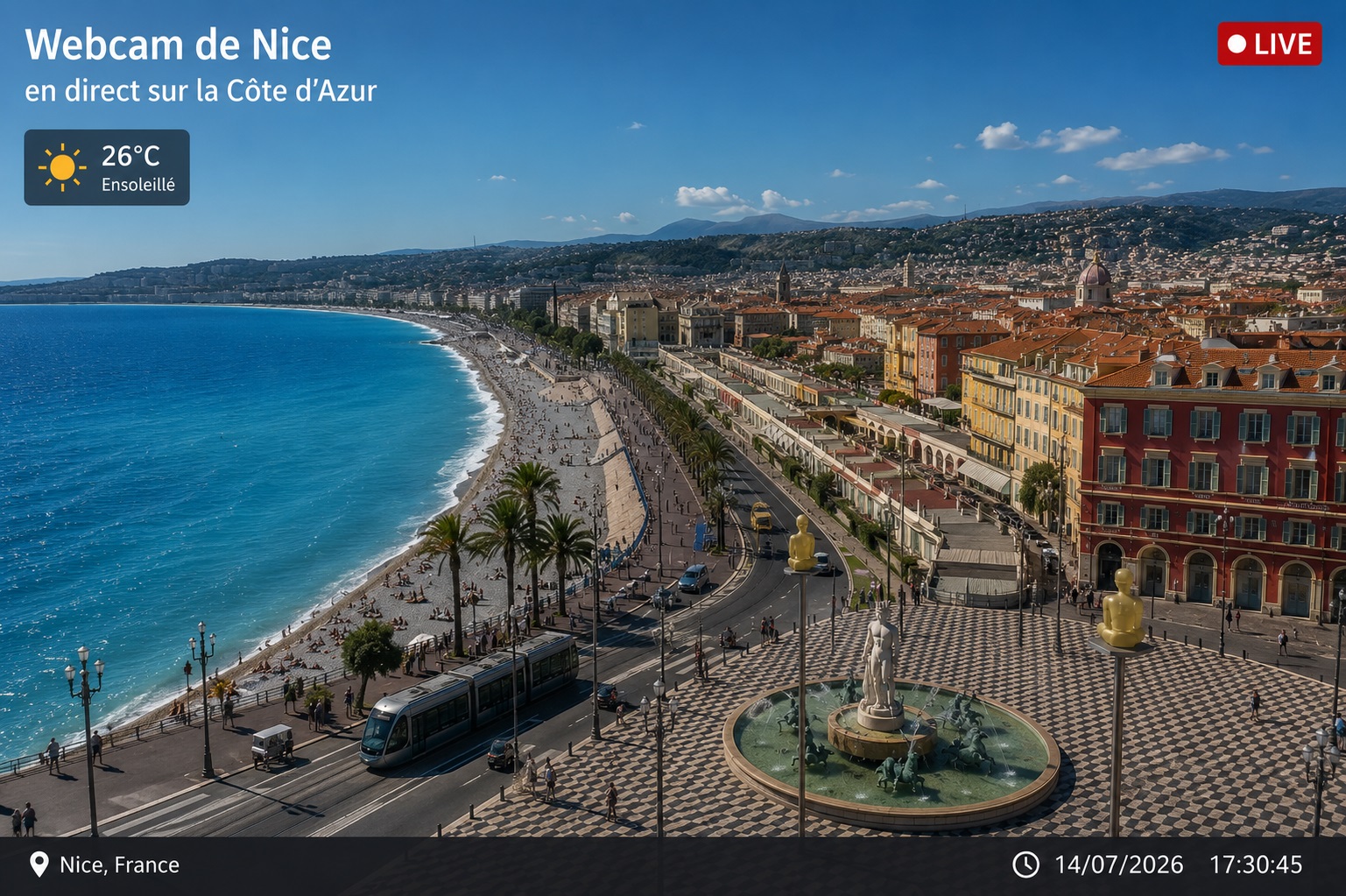 Webcam de Nice en direct sur la Côte d'Azur