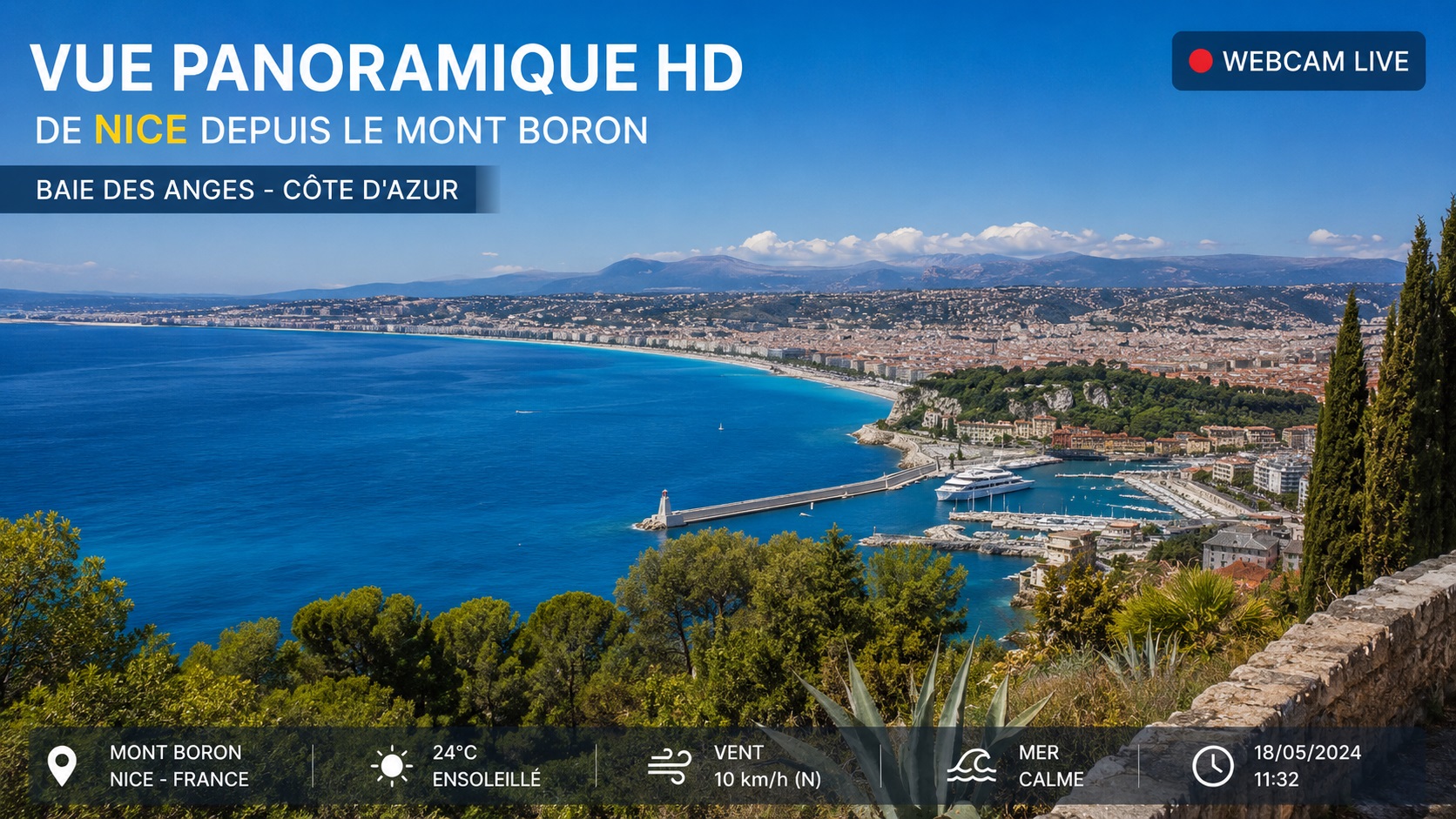 Vue panoramique HD de Nice depuis le Mont Boron