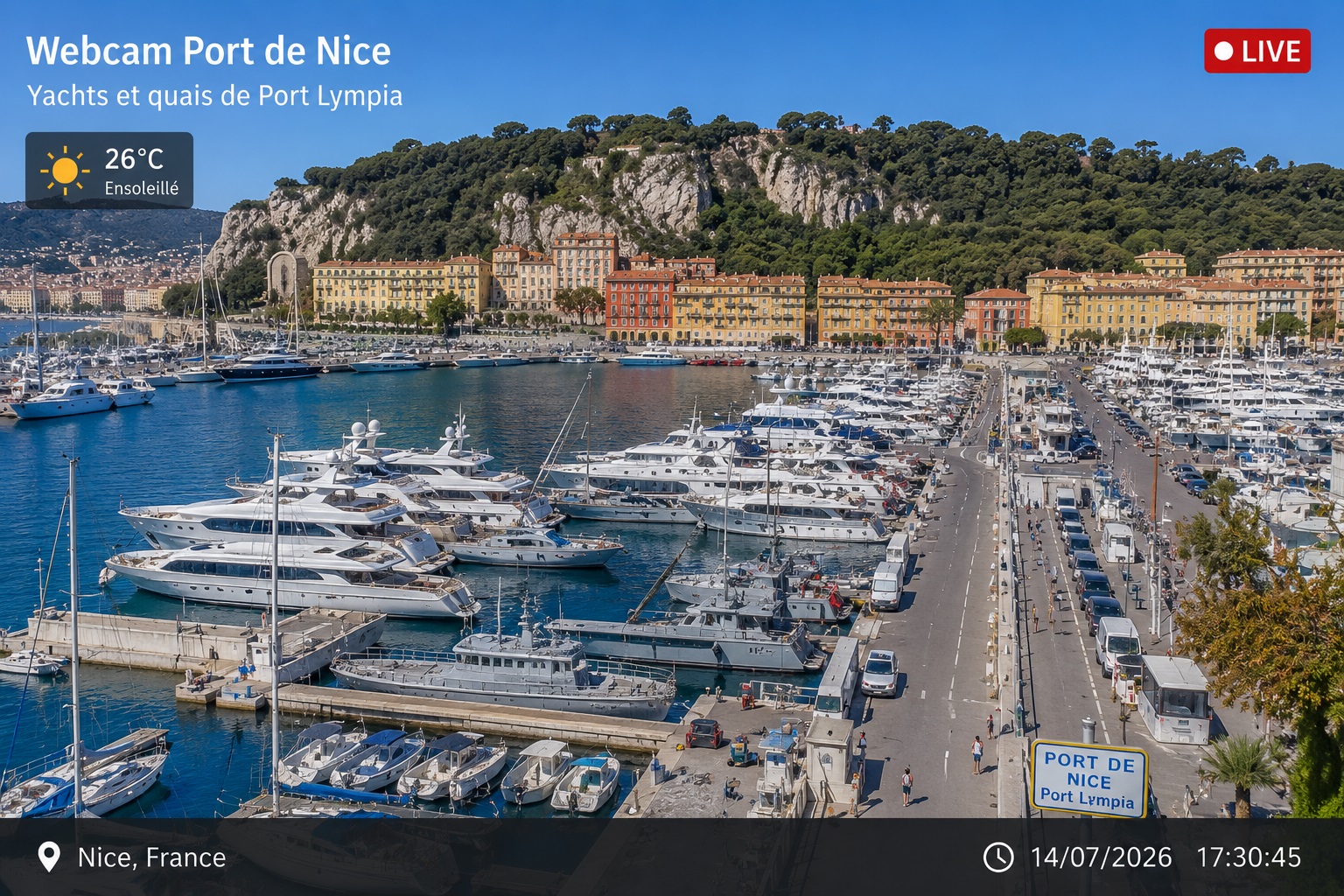 Webcam Port de Nice, yachts et quais de Port Lympia