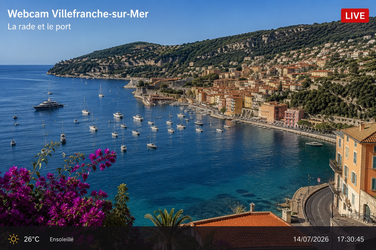 Webcam Villefranche-sur-mer, la rade et le port