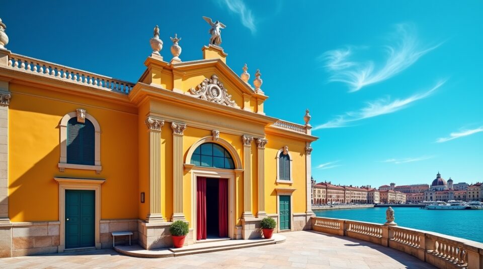 Façade d'un musée célèbre à Nice, avec autres musées moins visités en arrière-plan