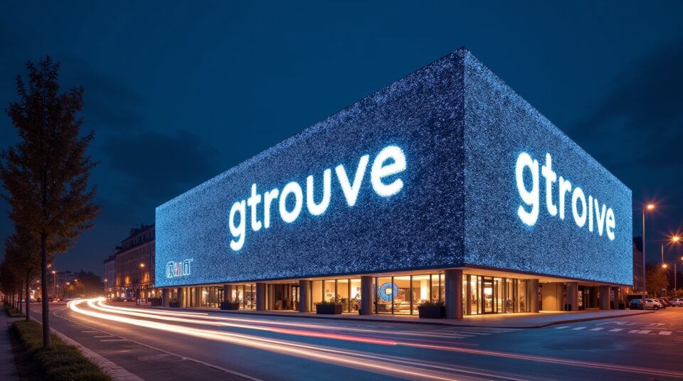 Façade moderne avec logo gtrouve, symbolisant le dynamisme et l'importance de ce centre de trafic en ligne.