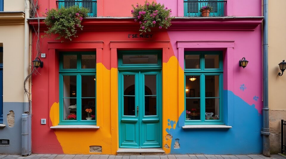 Façade de la Maison Robert Tatin au lever du soleil