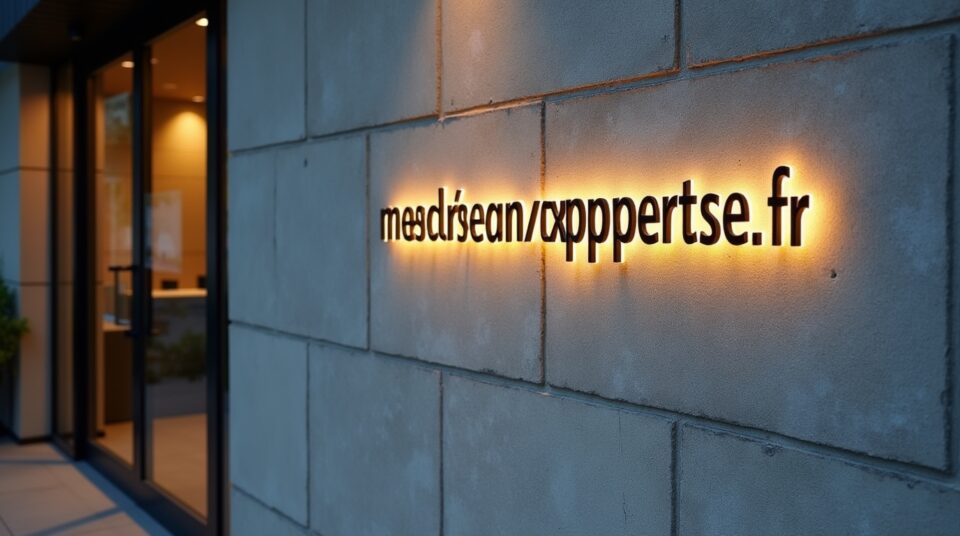 Façade d'un bureau avec logo de Declarationexpertise.fr, symbolisant professionnalisme et fiabilité