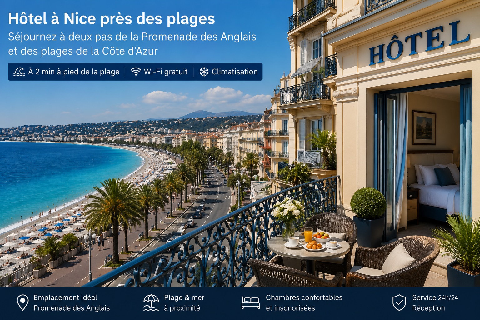 Hôtel à Nice près des plages sur la Côte d'Azur