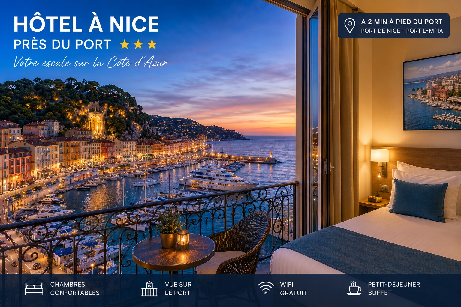 Hôtel à Nice près du port sur la Côte d'Azur 