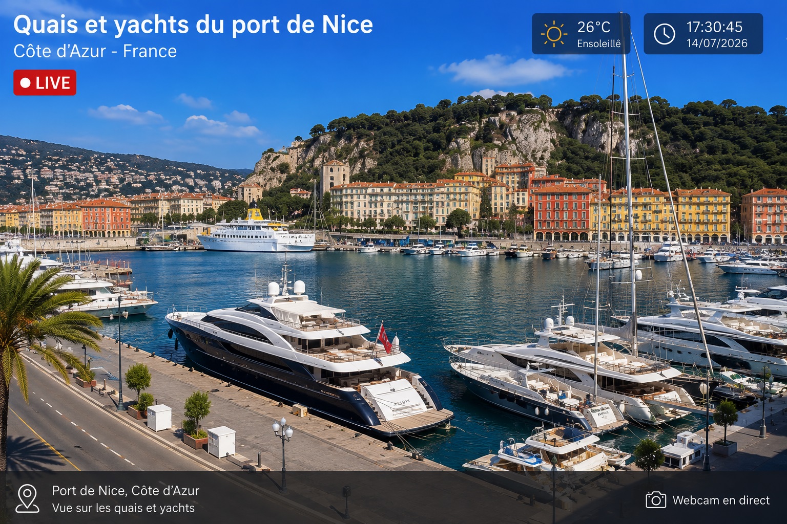 Quais et yachts du port de Nice sur la Côte d'Azur 