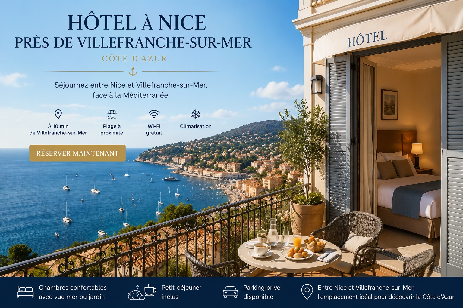 Hôtel à Nice près de Villefranche-sur-mer sur la Côte d'Azur 
