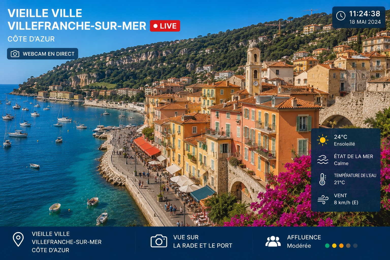 La vieille ville de Villefranche-sur-mer sur la Côte d'Azur 