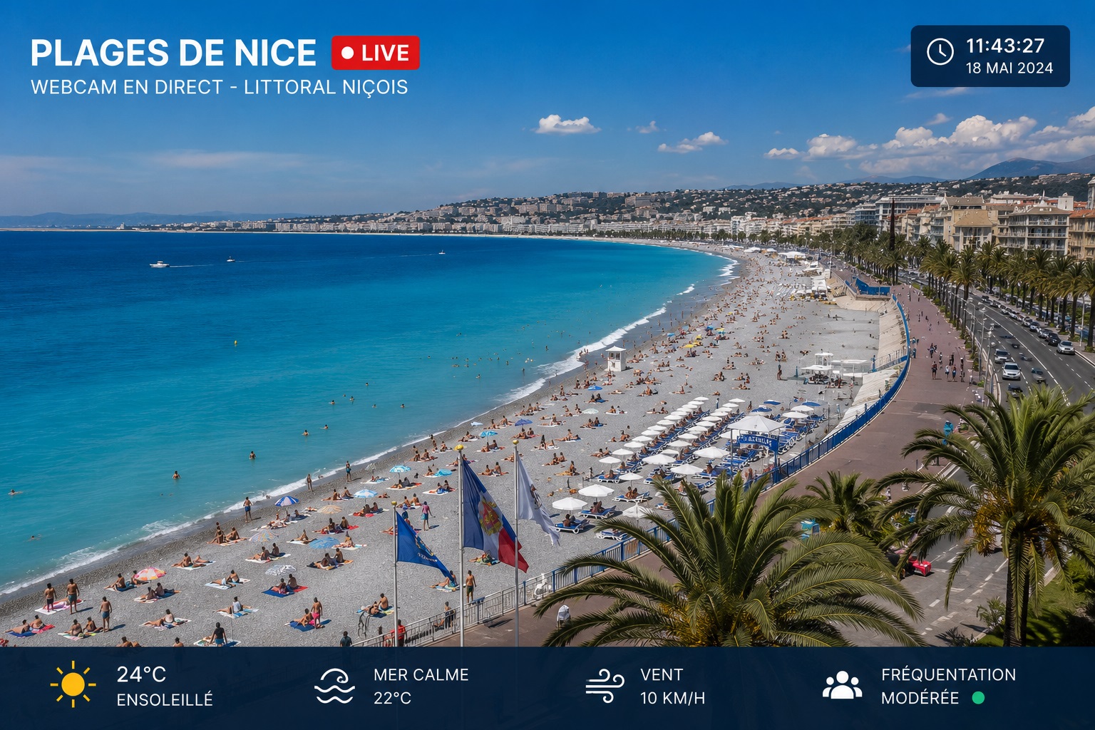 Webcam des plages de Nice, littoral en direct
